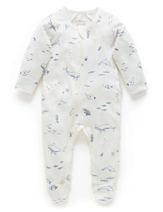 Zip Growsuit Vanilla Nautical