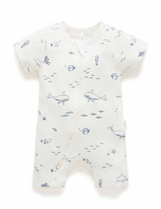 Short Zip Growsuit Vanilla Nautical