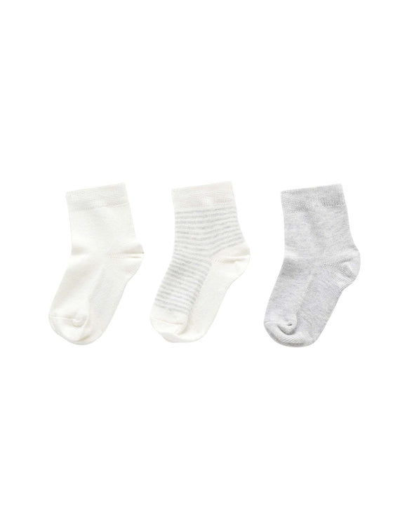 Baby 3 Pack Socks Pale Grey Melange