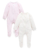 2Pk Zip Growsuit Pale Pink Bear