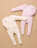 2Pk Zip Growsuit Pale Pink Bear