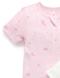 2 Pack Short Zip Growsuit Pale Pink Blossom