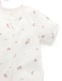 2 Pack Short Zip Growsuit Pale Pink Blossom