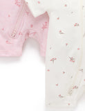 2 Pack Short Zip Growsuit Pale Pink Blossom