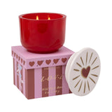 Charmed 8oz Red Glass w/Embossed Heart Ceramic Lid Wild Fig & Rose