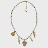 Georgie Gold Pearl Charm Necklace