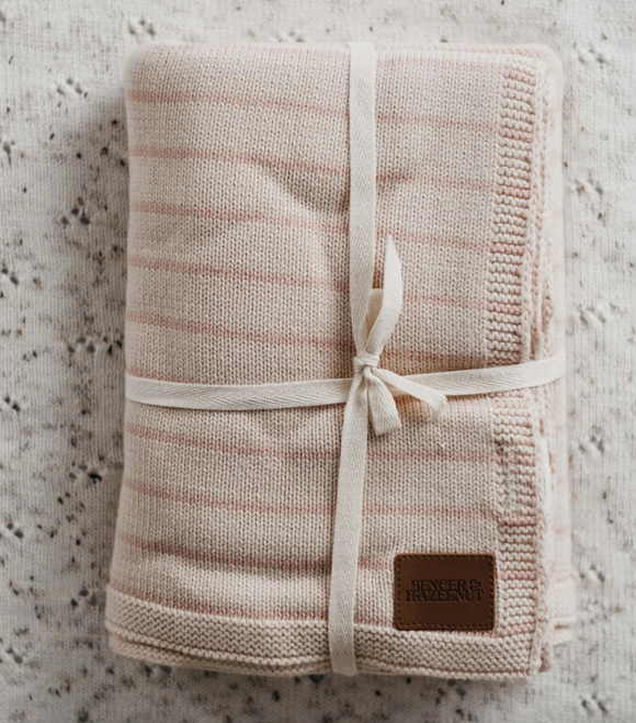 Peach Stripe Knit Blanket