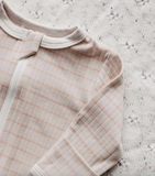 Ribbed Long Sleeve Zip Suit Peach Stripe