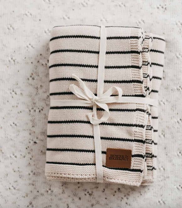 Charcoal Stripe Knit Blanket