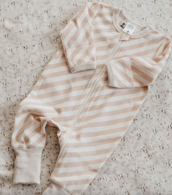 Zip Suit Peach Stripes