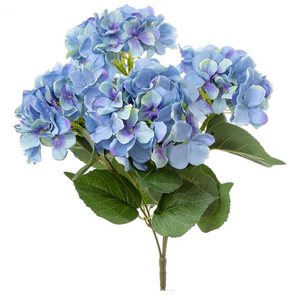 Hyrdrangea Bundle With Leaves 55cm Blue