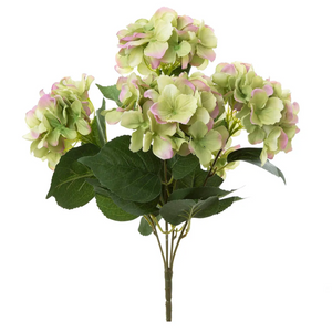 Hydrangea Bundle With Leaves 55cm Green And Pink