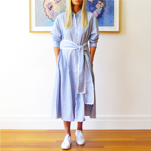 Lillie Dress Fine Stripe Blue And White