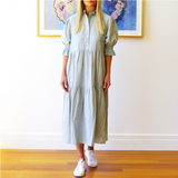 Lottie Dress Fine Stripe Sage