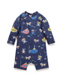 Printed L/S Sunsuit Submarine Print