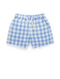 Linen Blend Shorts Ocean Gingham