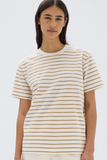 Womens Port Short Sleeve Tee Antique White/Tan Stripe