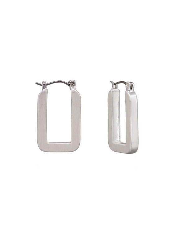 Silver Rectangle Hoops