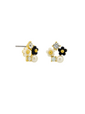 Black White And Crystal Daisy Garden Earrings