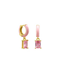 Pink Enamel And Pink CZ Hoops