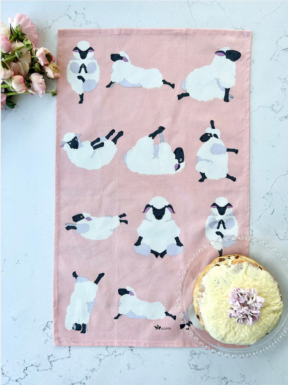 Tea Towel Yoga Sheep