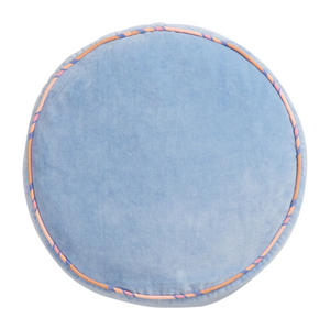 Castilo Round Velvet Cushion Blue Jean  -Feather Insert