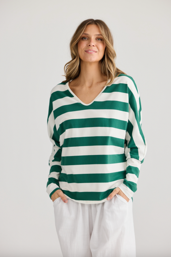 Shrug Top Green Stripe