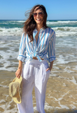 Miami Stripe Boyfriend Linen Shirt