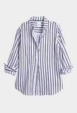 Navy & White Stripe Boyfriend Linen Shirt