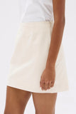 Simone Cotton Linen Blend Mini Skirt Oat Marle