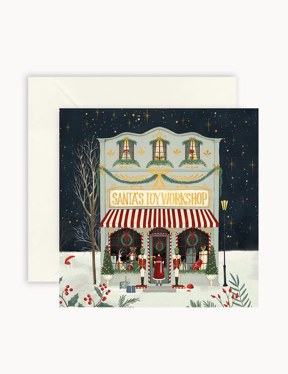 Santas Toy Workshop Small Christmas Card