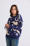 Lucky Boots Knit Navy