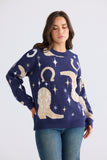 Lucky Boots Knit Navy