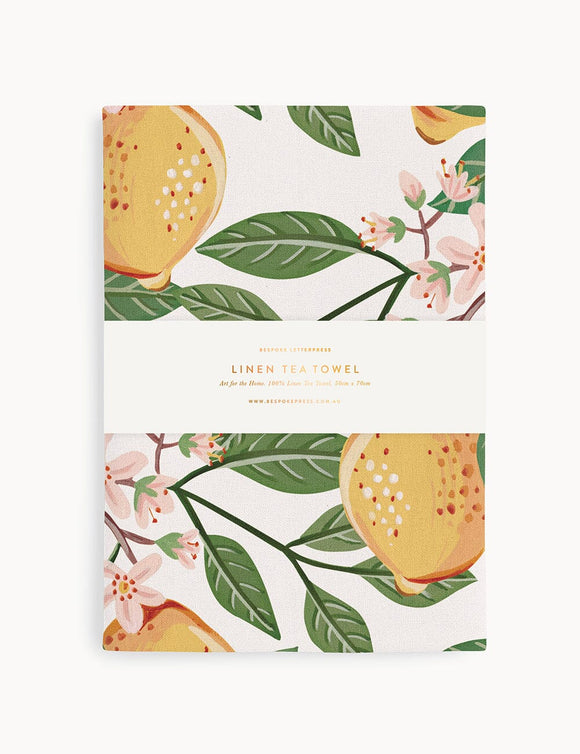 Lemons 100% Linen Tea Towel