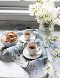 English Garden (Blue) 100% Linen Tea Towel