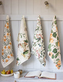 Peony Study 100% Linen Tea Towel