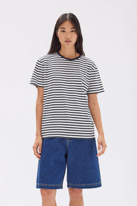 Womens Habour Stripe Short Sleeve Tee True Navy/White
