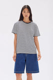 Womens Habour Stripe Short Sleeve Tee True Navy/White