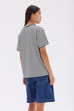 Womens Habour Stripe Short Sleeve Tee True Navy/White