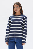 Women's Tyler Stripe Long Sleeve True Navy/Antique White