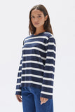 Women's Tyler Stripe Long Sleeve True Navy/Antique White