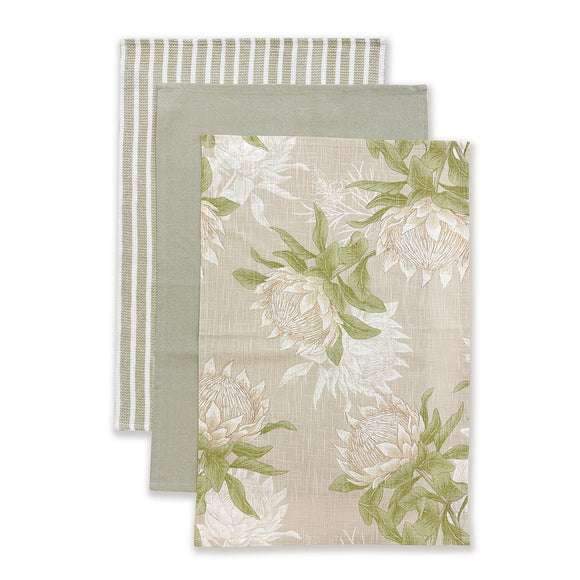 King Protea Tea Towel Pack 3