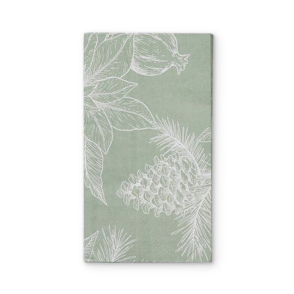 Poinsettia Green Paper Napkins 20pk