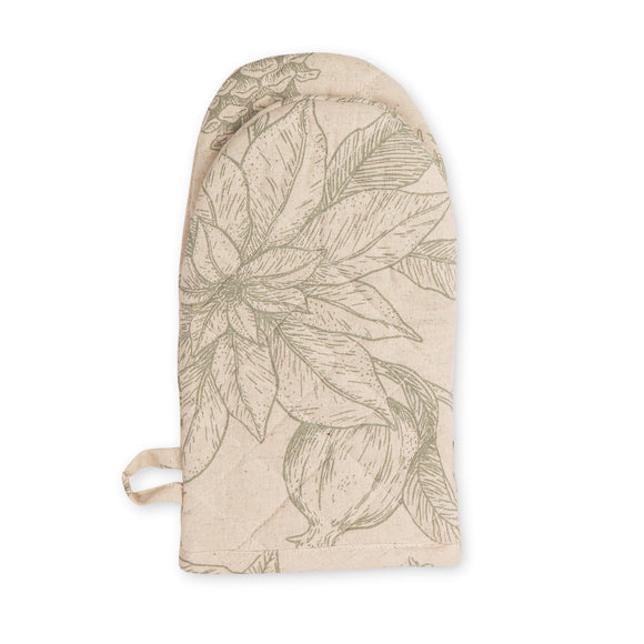 Poinsettia Olive/ Flax Oven Glove