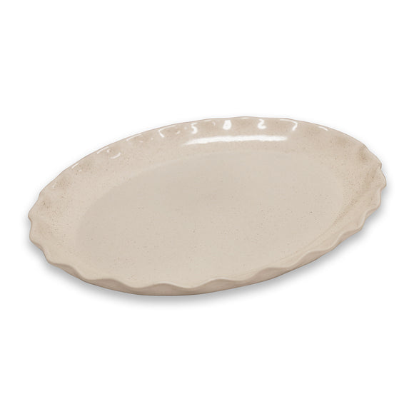 Cleo Wavy Cream Speckle Oval Platter 31.5x25.8x3.5