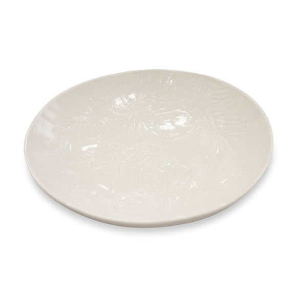 Poinsettia White Engraved Bowl 28x7cm