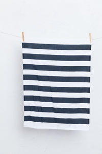Cafe Stripe Tea Towel Navy & White