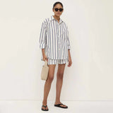 Nara Stripe Long Sleeve Shirt White/True Navy