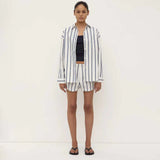 Nara Stripe Long Sleeve Shirt White/True Navy