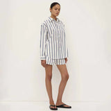 Nara Stripe Long Sleeve Shirt White/True Navy